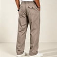 thumbnail image 5 of Mens Elastic Waist Pants Sevevn Full Elastic Waist Slant Pockets Side Pockets Straight Leg Relaxed Fit Cotton Woven Trousers for Casual Lounge Daily Wear, 5 of 5