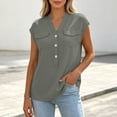 thumbnail image 5 of cocolona Womens Summer Tops Short Sleeve V Neck Button Shirts with Pockets Dressy Casual Loose Tunic Blouses, 5 of 5