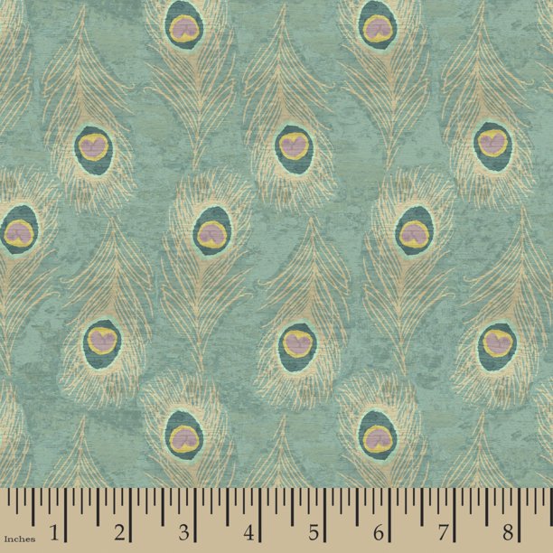 Indian Peacock Feathers Fabric by the Yard