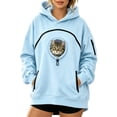 thumbnail image 2 of CCRFTGI Dog Cat Pouch Hoodie for Women Oversized Pet Carrier Kangaroo Sweatshirts Puppy Animal Holder Fleece Pullover Hoodies Light Blue M, 2 of 3
