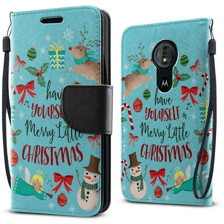 57 Days To Christmas FINCIBO Wallet Case Kickstand Card Holder Magnetic Flap for Motorola Moto G6 Play 5.7