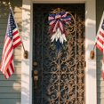 thumbnail image 4 of 23.6 Inch Patriotic Wreath for Front Door 4th of July Wreath Independence Day White Blue Red Garland for Memorial Day Veterans Day Front Door Home Living Room Decoration Hanging Ornaments, 4 of 7