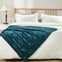 Home Soft Things Ashley Brushed Faux Fur Throw Blanket with Sherpa Back Soft Cozy Fluffy Fluzzy Lightweight Throw - Dark Teal - 50" x 60"