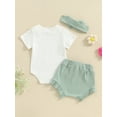 thumbnail image 5 of Daddy's Girl Baby Clothes Newborn Short Sleeve Romper Ribbed Shorts Headband Sets 3Pcs Infant Summer Father's Day Outfits, 5 of 10