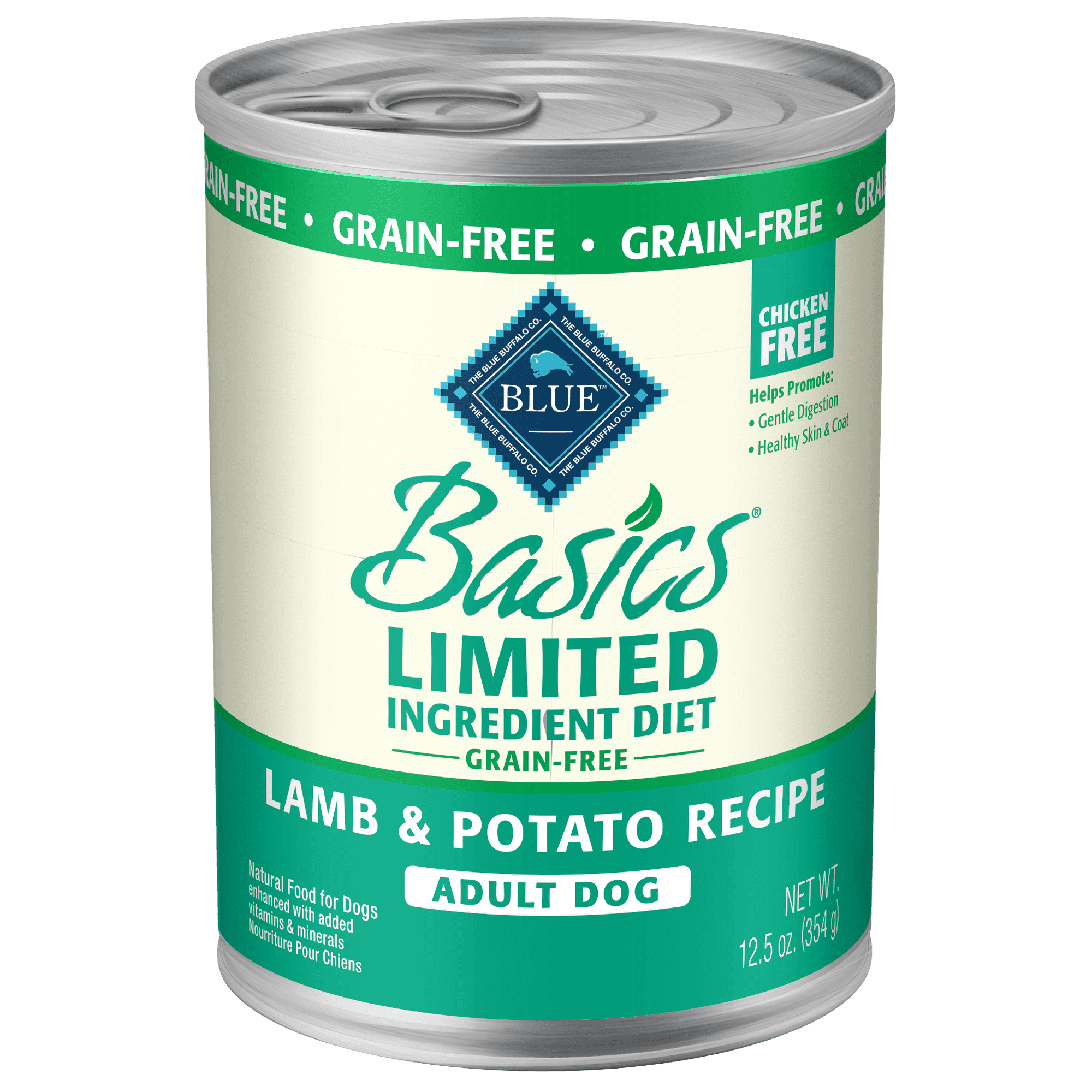 Blue Buffalo Basics Limited Ingredient Diet, Grain Free Natural Adult Wet Dog Food, Lamb 12.5-oz cans