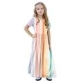 thumbnail image 6 of BFHHYA Girls Short Sleeve Maxi Dress Teens Fashion Print Loose Flowy Dress Summer Beach Boho Tshirt with Pockets Size 4-14 Y, 6 of 8