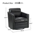 thumbnail image 6 of Swivel Genuine Leather Accent Chair Set of 2 Wooden Upholstery Home Theater Armchair Metal Base Living Room Black, 6 of 8