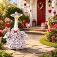 thumbnail image 4 of Porch Goose Outfits for 19-23 Inch Statue Heart and Arrow Print Dress with Matching Lace Hat Valentine's Day Outdoor Front Porch Patio Garden Yard Decor, 4 of 9