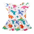 thumbnail image 3 of Girls Summer Dinosaur Outfits Dinosaur Print White Shirt Purple Shorts Toddler Girl 4 Years Old Clothes (901), 3 of 4