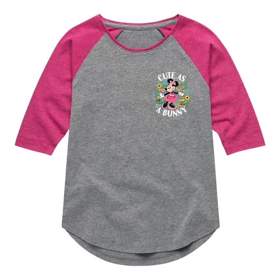 Mickey & Friends - Cute As A Bunny - Toddler And Youth Girls Raglan Graphic T-Shirt