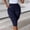 Dark Blue, variant on Elastic High Waisted Drawstring Cargo Capris, Knee Length Pants with Pockets, Women's Casual Cargo Capris Elastic High Waisted Drawstring Knee Length Pants with Flap Pockets for Summer Daily Wear