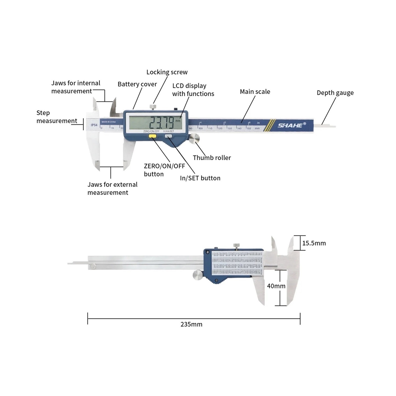 Digital Wireless Caliper,150/200/300 Mm Stainless Steel Digital Caliper With Large Screen Micrometer Caliper Digital Built-in Wireless Caliper ,Your Good Helper