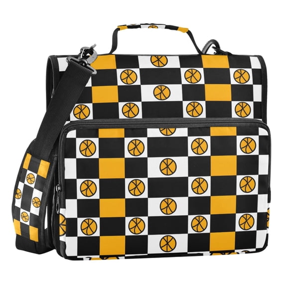 ALAZA Zipper Binder Basketball in Checkered 3 Ring Trapper Keeper File Folder Organizer Bag