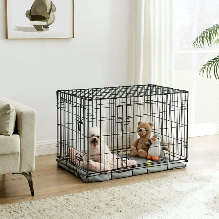 Walmart Heavy Duty Folding Metal 2 Door Pet Kennel Playpen Dog Crate for Small to Large Adult Dogs 24 to 48 Size Walmart
