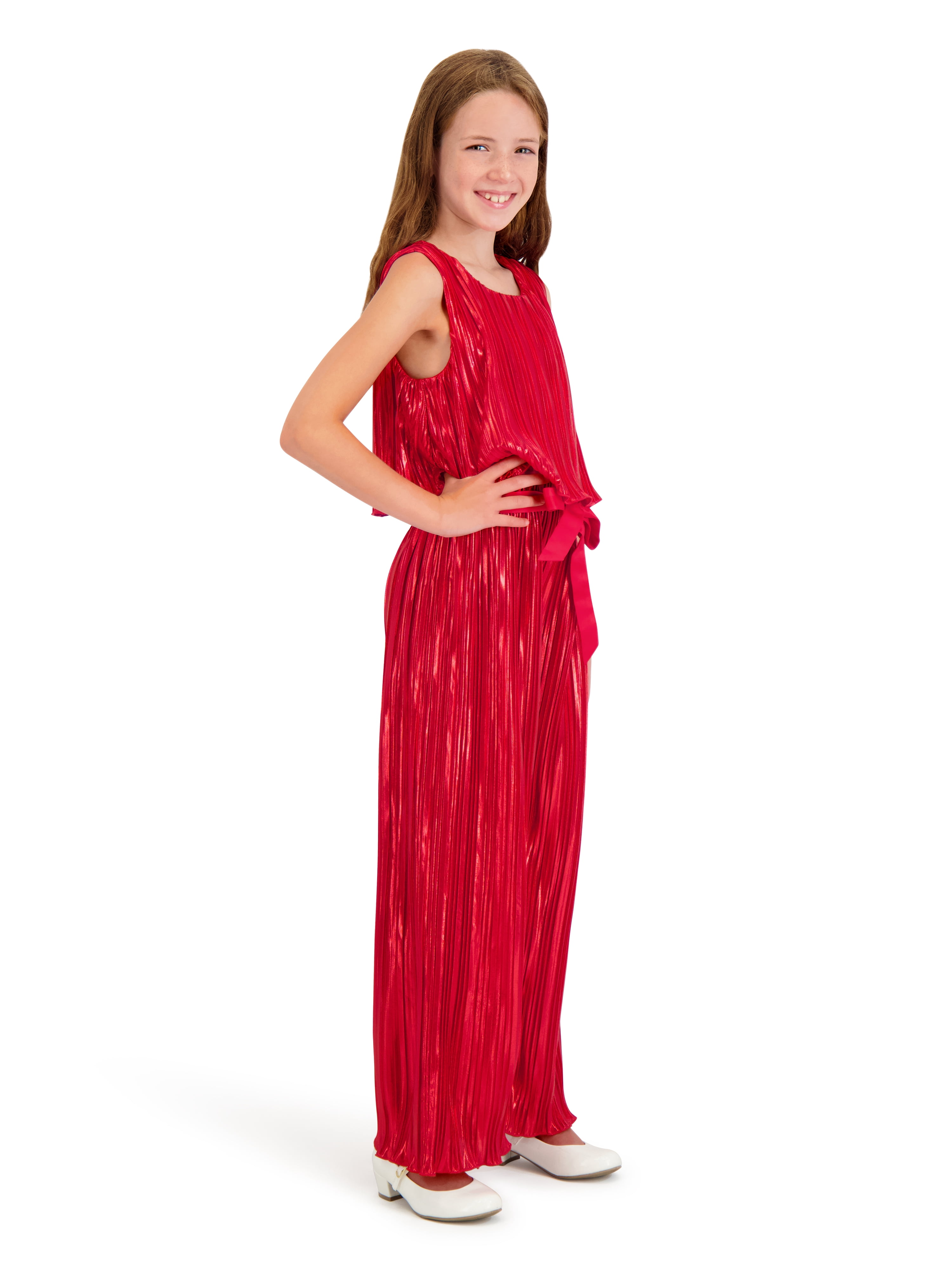 Kensie Girl Sleeveless Belted Metallic Jumpsuit, Sizes 4-16