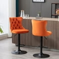 thumbnail image 2 of PORKISS Bar Stools, Velvet Adjustable Swivel Barstools with Back Set of 2, Modern Upholstered Kitchen Island Chairs with Tufted for Home Bar, Orange, 2 of 11