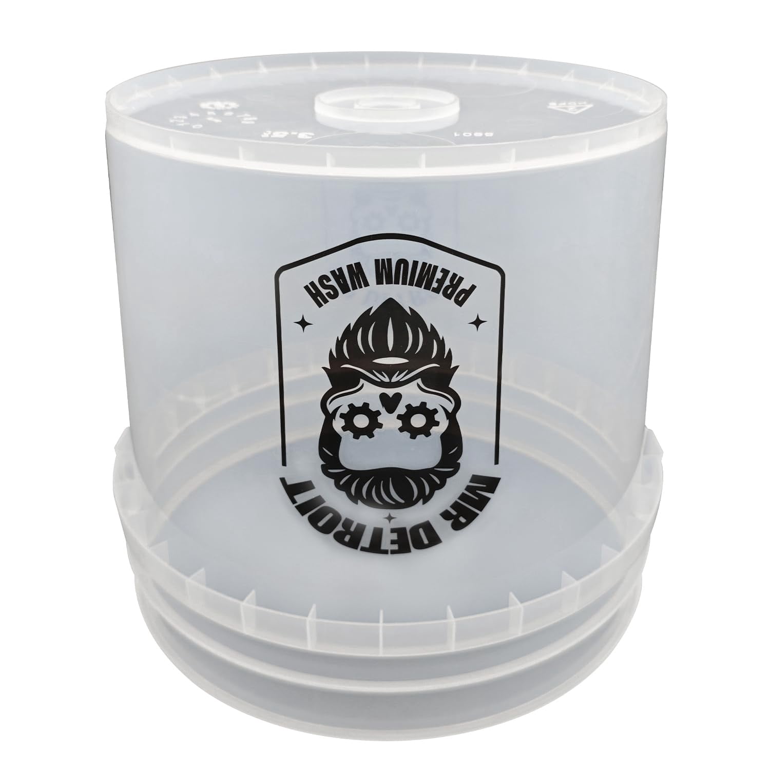 Mr. Detroit - 3.5 Gal Car Wash Bucket, Plastic White Heavy Duty Clear Detailing Bucket for RV, Boat, Motorcycle & Home Detailing (Eco-Friendly)