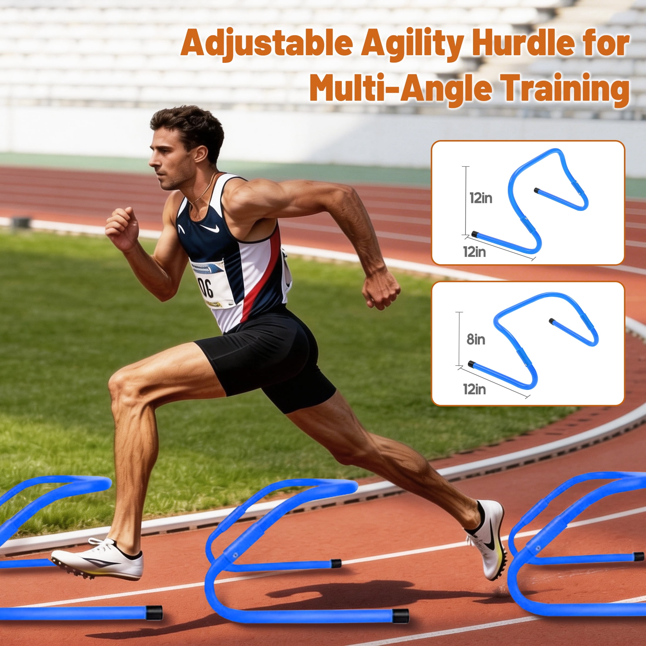 CONCETTA Agility Ladder Training Set with Speed Parachute, Hurdles, Cones, Jump Rope, Athletic Speed & Coordination Workouts Equipment, Blue