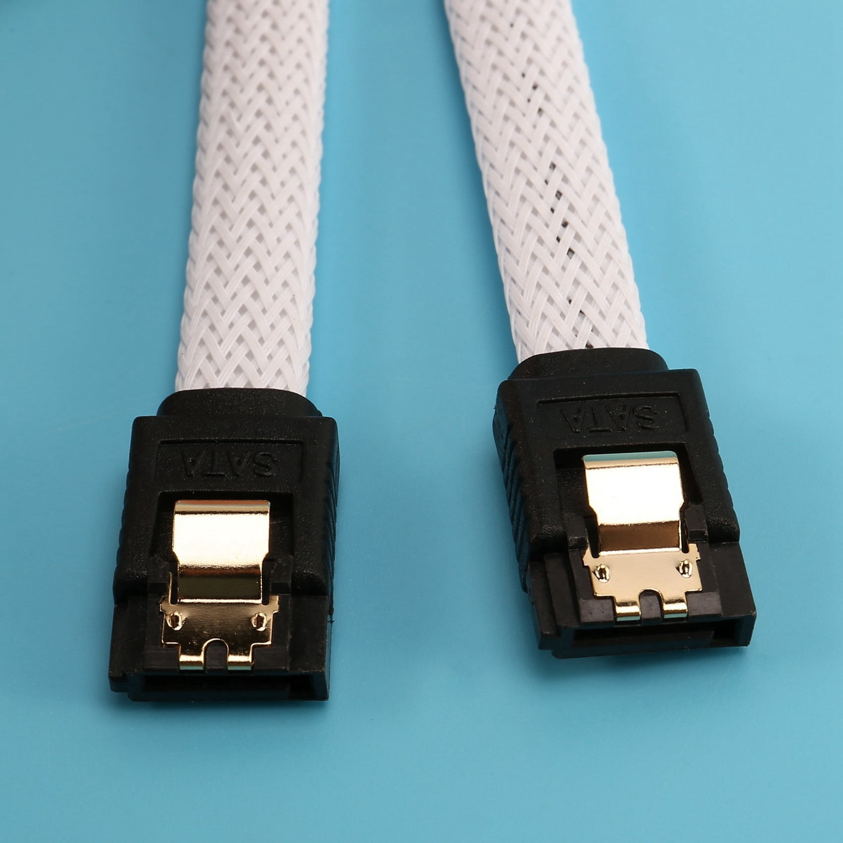 20X 50CM 3.0 III SATA3 7Pin Data Cable 6Gb/S SSD Cables HDD Cord with Nylon Sleeved Premium Version(White)