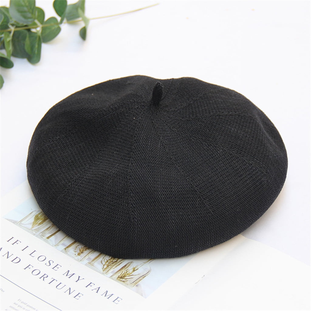 Women Beret Hat Faux Leather Beret 