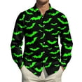 thumbnail image 5 of Domuza Long Sleeve Button Up Shirts for Men Halloween Novelty Spooky Print Loose Fit T Shirt Casual Lightweight Lapel Tops for Halloween Party Fluorescent Green 2XL, 5 of 7