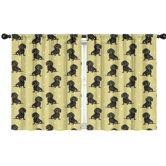 Blackout Kids Curtains,Dachshund Footprint Childrens Insulated Curtains Set Of 2,Bedroom Essentials,Toddler Room Decor 42x54in(106x137cm)