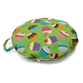 thumbnail image 1 of Birthday Party Round Floor Cushion with Handle, Illustration of Creamy Cupcakes with Sprinkles and Candles, Decorative Pillow for Living Room & Dorms, 18" Round, Lime Green Multicolor, by Ambesonne, 1 of 4