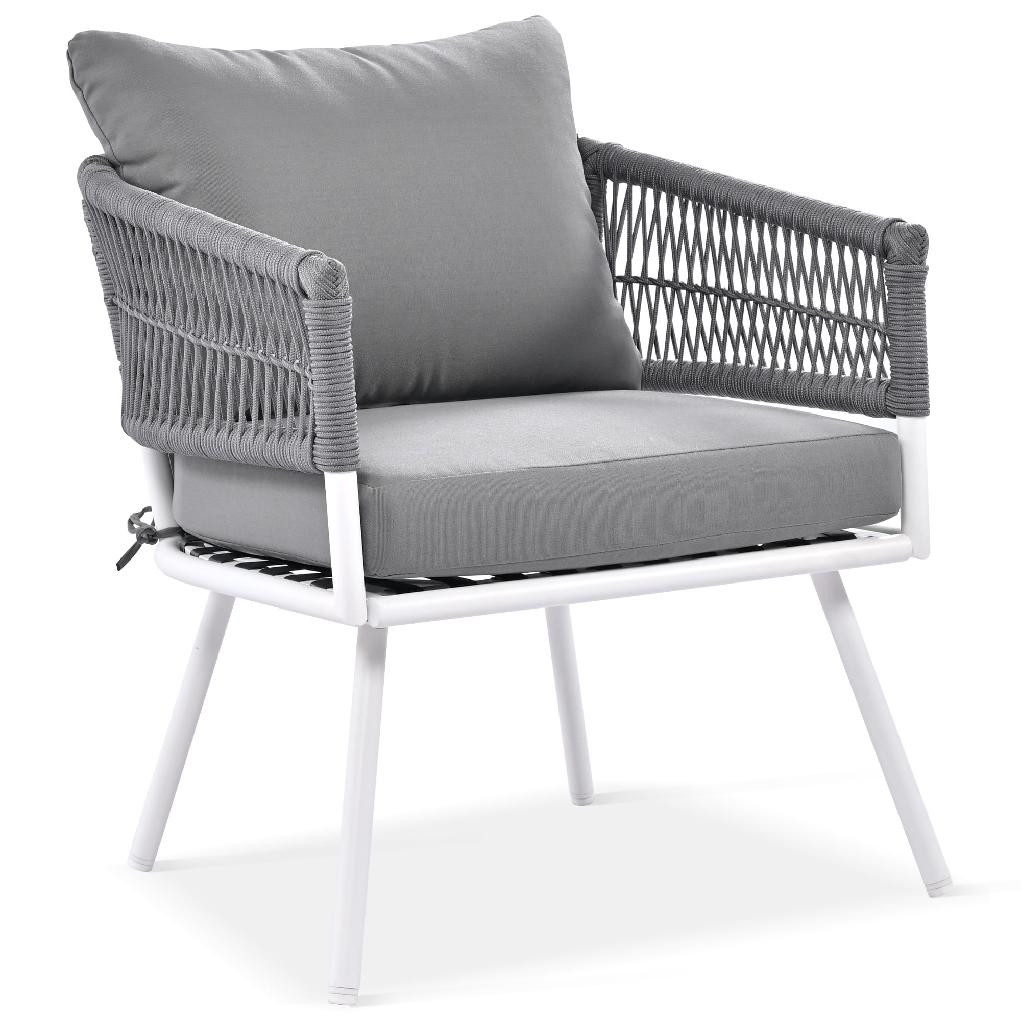 Aimee Lii 4-Pieces Boho Patio Furniture Set, Patio Conversation Set with Acacia Wood Table and Thick Cushion, Outdoor Furniture for Backyard Porch Balcony, Gray Aimee Lii 4-Pieces Boho Patio Furniture Set, Patio Conversation Set with Acacia Wood Table and Thick Cushion, Outdoor Furniture for Backyard Porch Balcony, Gray