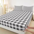 thumbnail image 3 of Feelyou Retro Grey Plaid Bed Sheets, Stripes Lines Buffalo King Sheets, 4pcs, 3 of 7