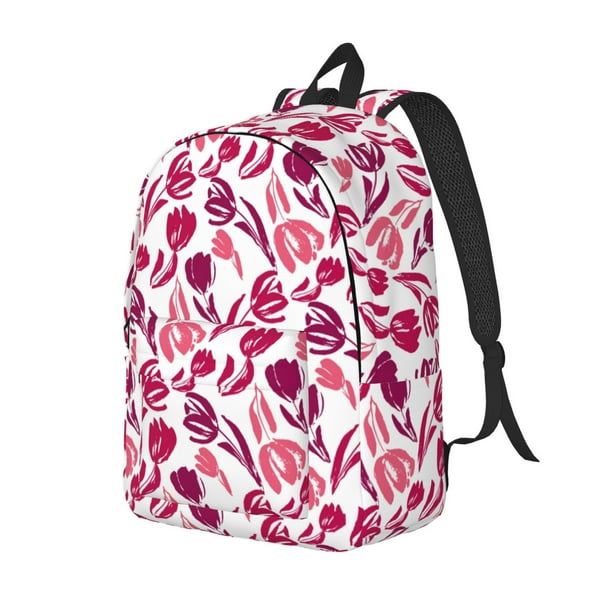 Fotbe Tulips Flowers Mochila de Lona con Estampado, Mochila Duradera, Mochila Versátil de Alta Calidad, Mochila Compacta Vintage-Medium
