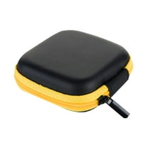 Fdelink Storage Containers Mini Zipper Hard Leather Earphone Storage Bag Earphone Pouch Box Yellow