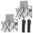 thumbnail image 1 of Gymax 2PCS Oversized Camping Chair w/Side Table 2 Storage Pockets Cup Holder for Trip Gray, 1 of 10