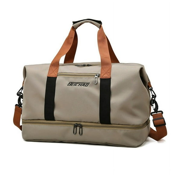 Sacs de Voyage Mode pour Femmes Grande Capacité Sac de Sport pour Hommes Imperméable Sac de Fin de Semaine Voyage Sac Messager pour Femme Sec et Humide Kaki
