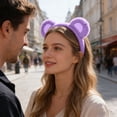 thumbnail image 3 of Bear Ear Headband & Tail Set Soft Stuffed Accessory With Heart Patches For Party Themed Celebrations(Purple-7.9In), 3 of 3
