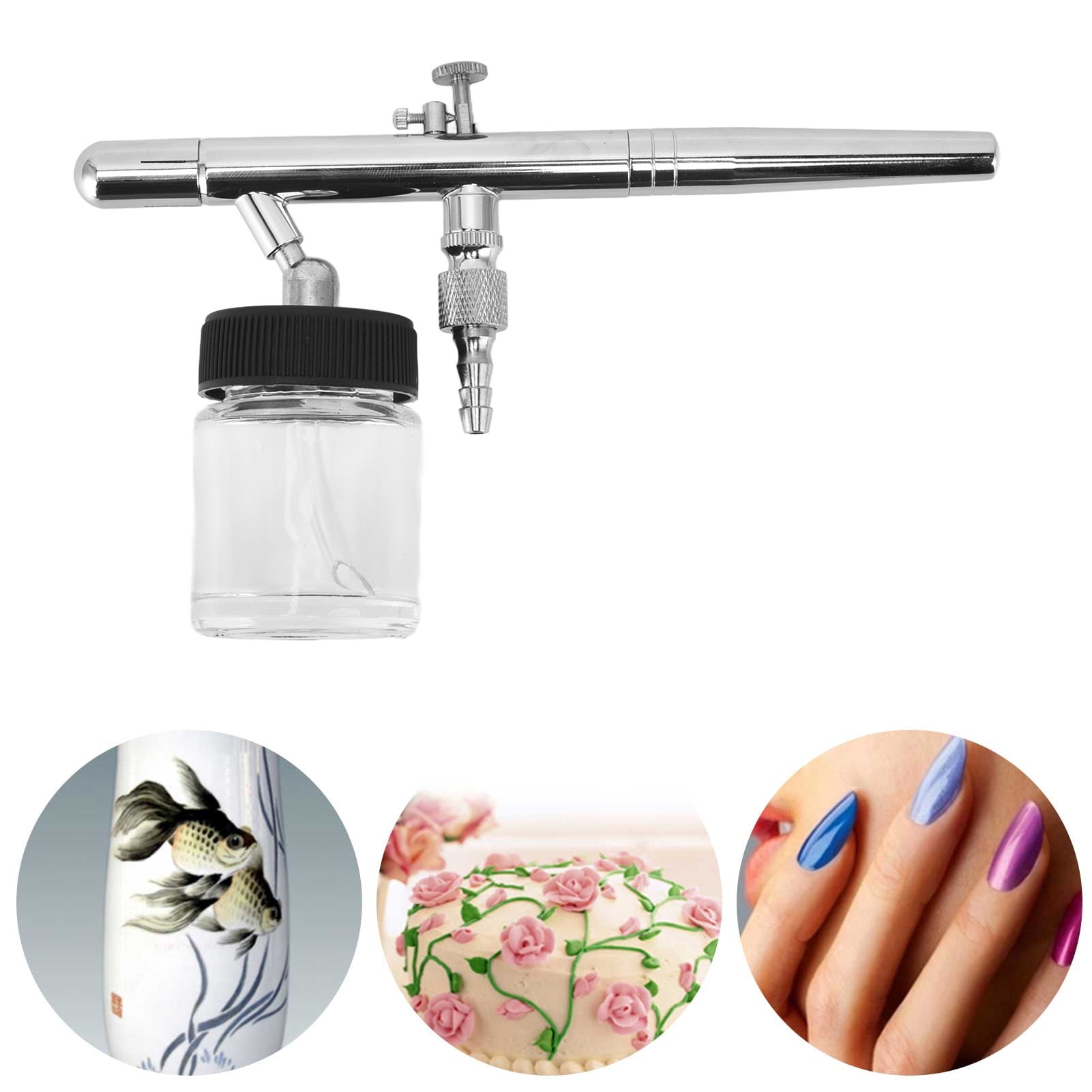 BIMZUC Stainless Steel Airbrush Set Versatile High Accuracy Portable Makeup Brush Pen for Beginners and Experienced Artists with Watering Cans Wrench and Pen Holder Silver 7.87 in / 20 cm