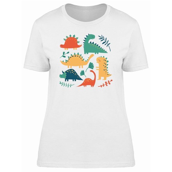 Cute Colorful Dinosaur Doodles Tee Women's -Image by Shutterstock