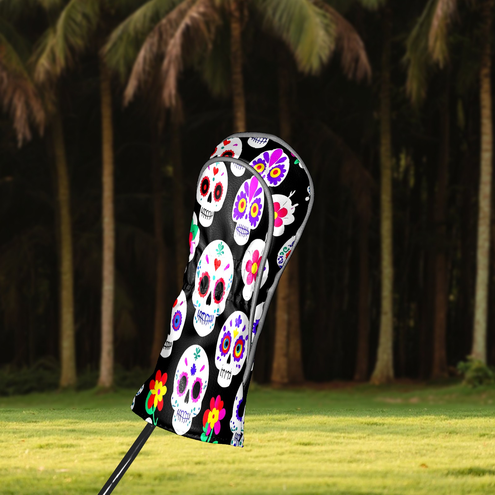 Golf Club Covers, Skeleton Premium PU Leather Driver Hybrid Putter Head Covers with Velvet Lining, Waterproof Golf Gifts for Men Women