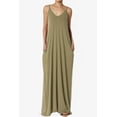 thumbnail image 3 of TheMogan Women's Casual V-Neck Draped Jersey Cami Long Maxi Dress W Pocket Summer Beach Khaki Green L, 3 of 6