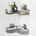 thumbnail image 2 of Bath Rack, Adhesive Corner Bathroom Shelf Storage Wall Mounted Shower Caddy Shelf Organizer for Kitchen Toilet No Drilling, 2 of 7
