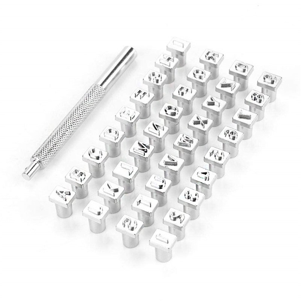 26 Letter 10 Number with Metal Handle Stamp Punch Set for Jewelry Leather