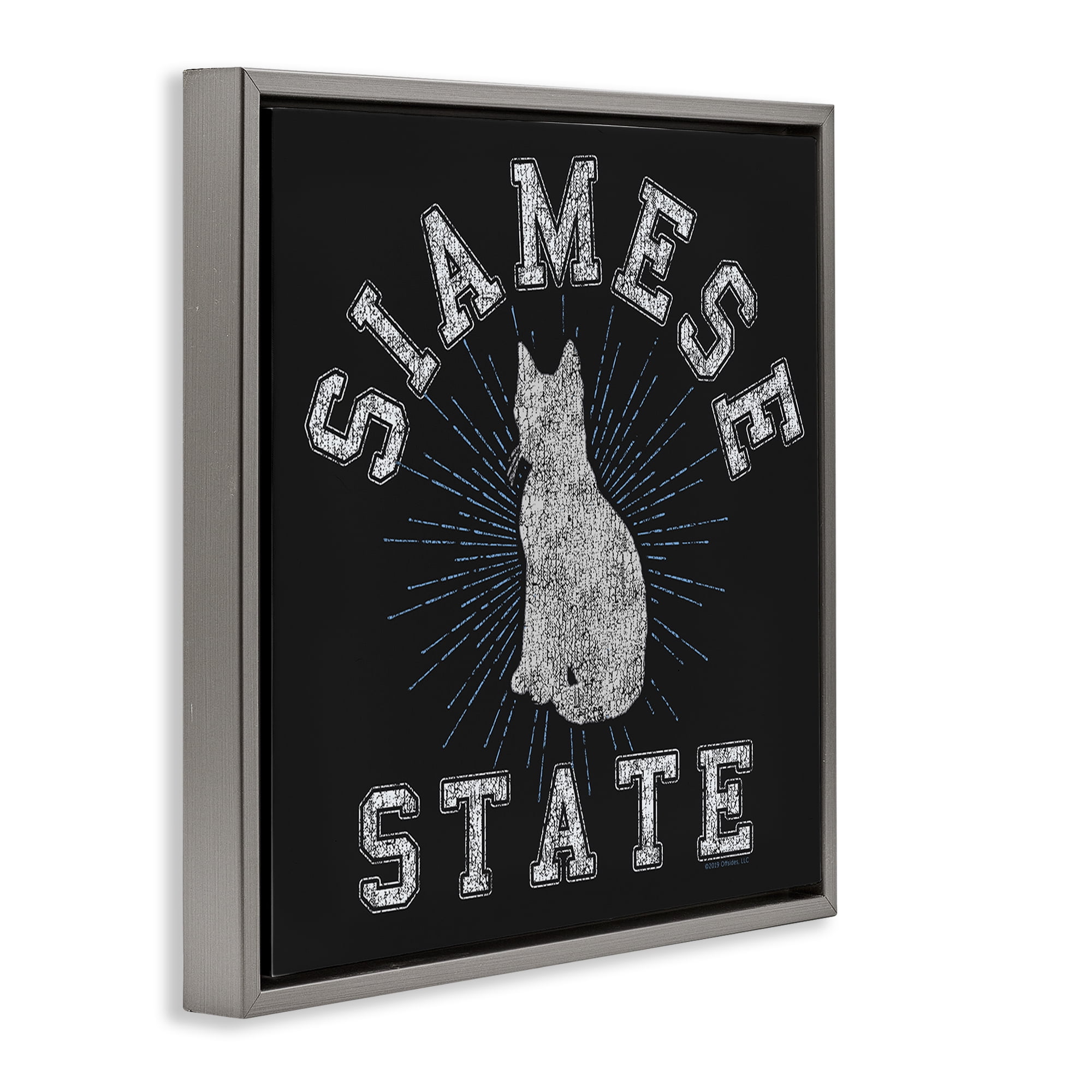Stupell Industries Siamese Cat State Animals Painting Gray Floater Framed Canvas Art Print Wall Art, 18 x 18