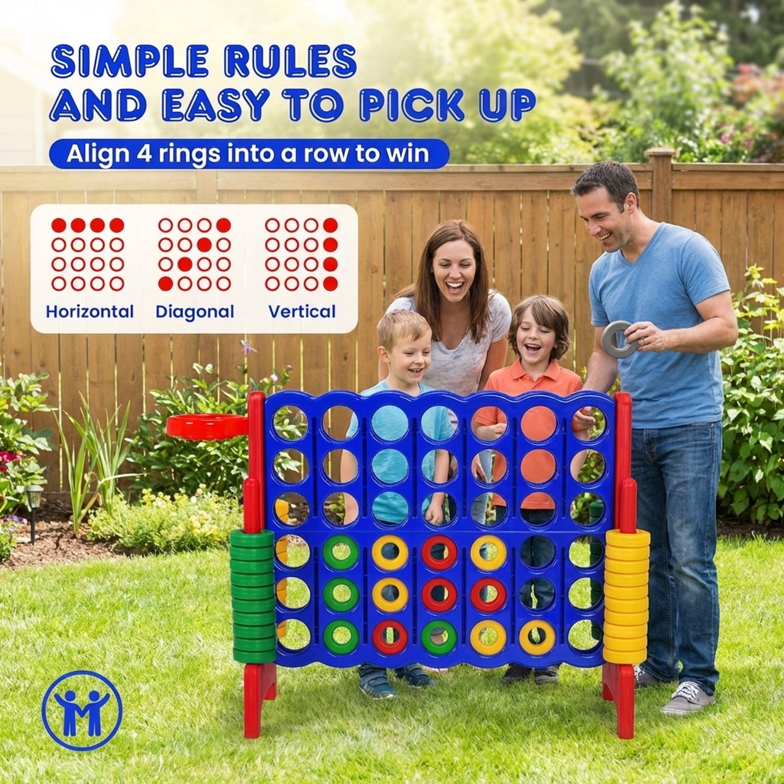 Redsmile 2.5ft 4-to-Score Giant Game Set Red - Portable Outdoor Indoor Game for Birthday Party BBQ Camping Family Fun