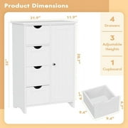 Homall Wooden Bathroom Cabinet, Freestanding Storage Cabinet with 4 Drawers and 1 Cupboard, Side Storage Organizer Cabinet for Bathroom, Entryway, Home and Kitchen (White)