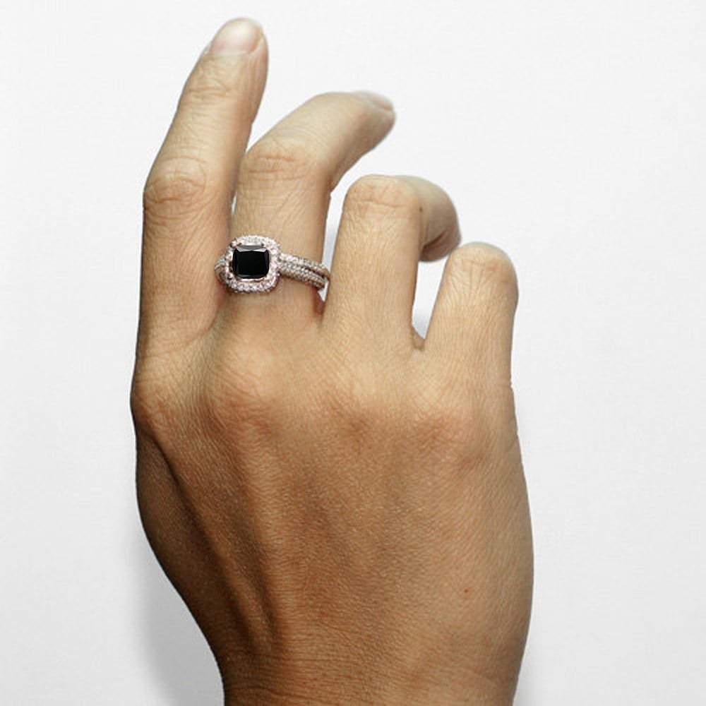 Jeenjewels 2 5 Carat Cushion Cut Designer Black Diamond And