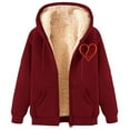 thumbnail image 2 of Aboser Women's Zip Up Fleece Hooded Jackets Thick Sherpa Lined Sweatshirts Funny Heart Printed Hoodie Jacket Long Sleeve Winter Thermal Coats with Pockets, 2 of 5