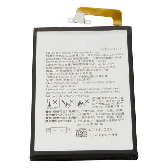 Blackberry Keyone DTEK70 BBB100-1 Battery Replacement BAT-63108-003 3440mAh/13Wh