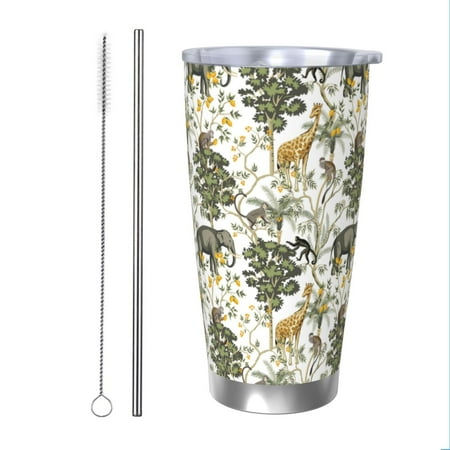 

Matuu Vintage Animals Palm Tree for 20oz Durable Thermal Cups Keep Drinks Cold and Hot Insulated Car Mug with Lid-Straw Two-piece Set