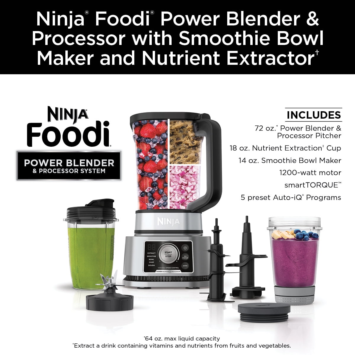 Ninja Foodi Power Nutri Duo Smoothie Bowl and Personal Blender System 