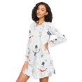 thumbnail image 3 of FORMRS Womens Long Sleeve Nightgowns Crew Neck Sleep Shirt Soft Pajamas Sizes S-3XL, Blue Cartoon Snowmen, 3 of 8