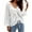 White, variant on Women Drawstring Ruching Front V Neck Long Sleeve Waffle Top